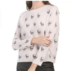 360Cashmere Tammy Print Skulls Long Sleeve Sweater